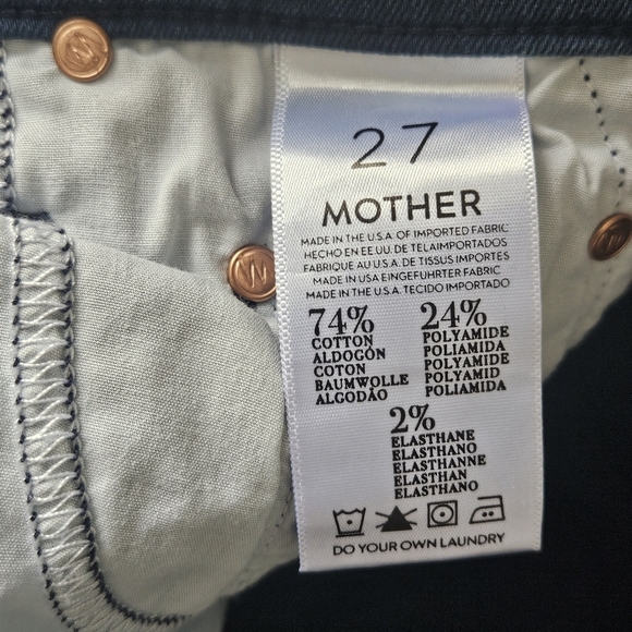 Mother Blue High-Waisted Looker Ankle Fray Jeans Size 27 - Picture 8 of 9